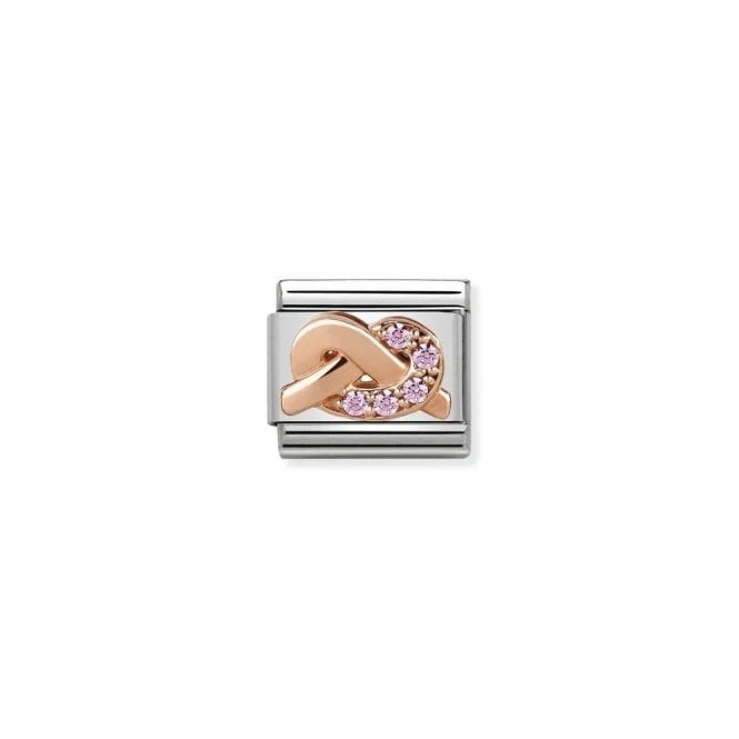 Classic Rose Gold CZ Pink Knot Love & Hearts Charms