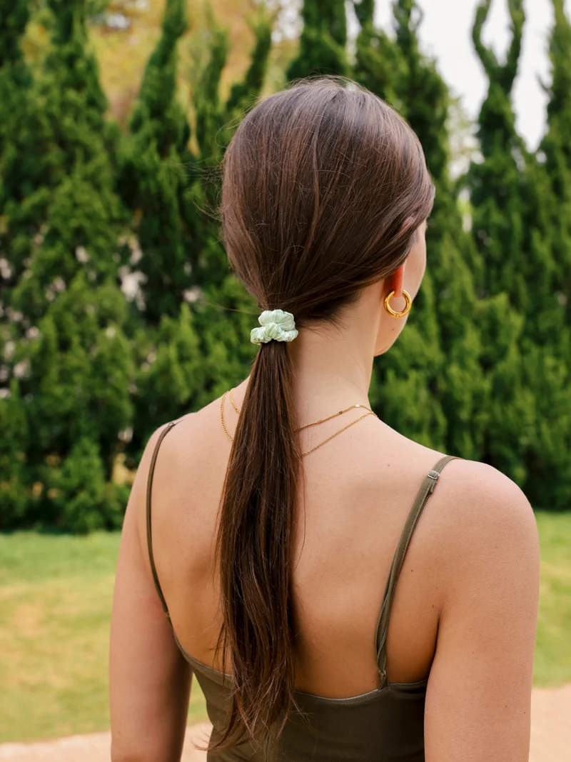 Serene Pure Silk Scrunchie Green