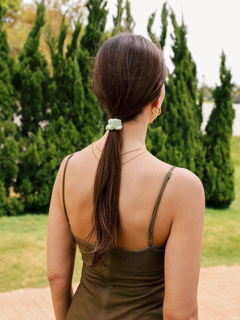 Serene Pure Silk Scrunchie Green