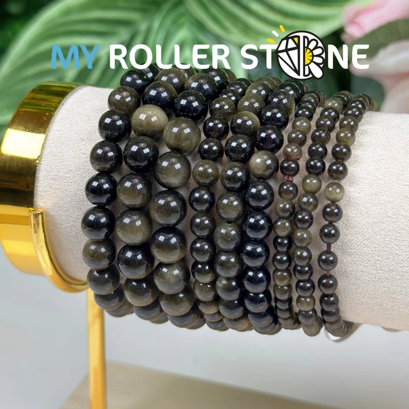 Goldenes Obsidian-Armband 5A