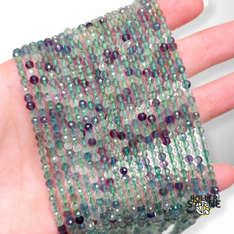 Regenbogen-Fluorit-Facettenperle 3A 2MM-3MM-4MM