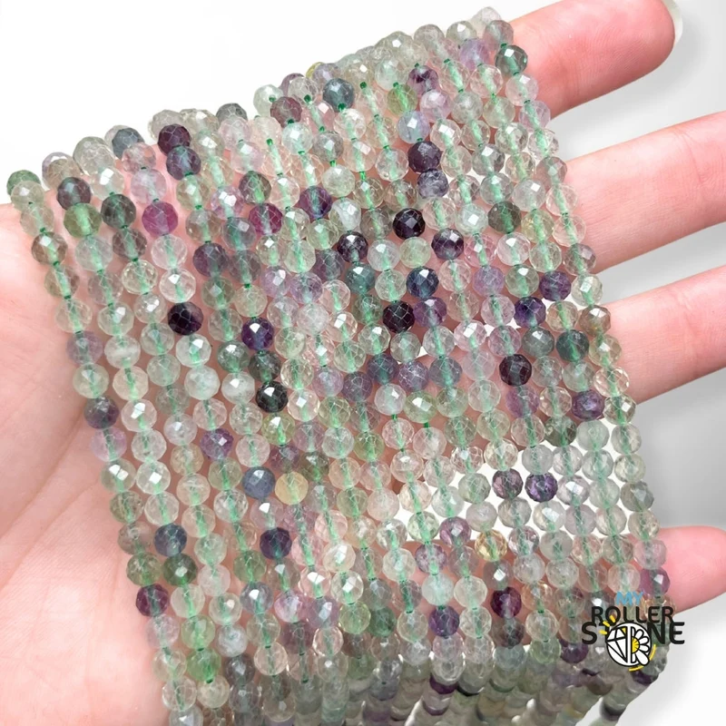 Regenbogen-Fluorit-Facettenperle 3A 2MM-3MM-4MM