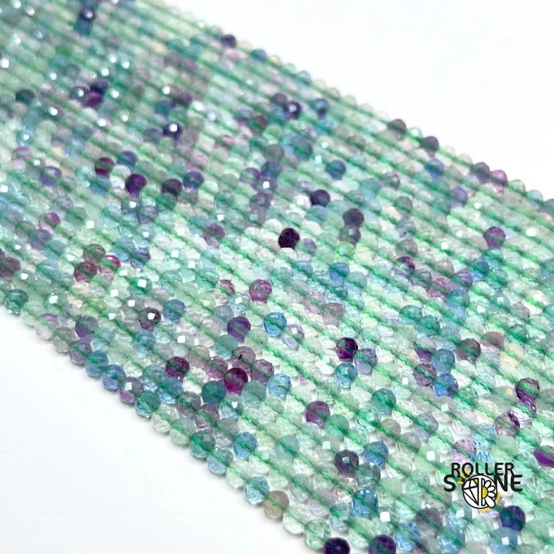 Regenbogen-Fluorit-Facettenperle 3A 2MM-3MM-4MM