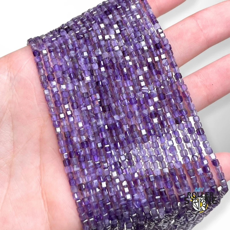 Amethyst facettierte kubische Perle 3A