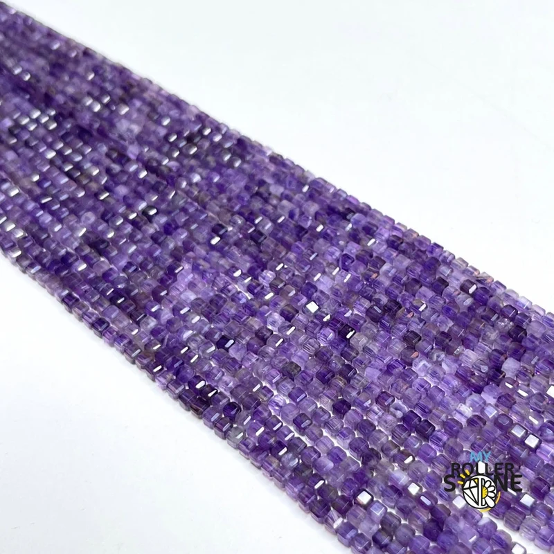Amethyst facettierte kubische Perle 3A