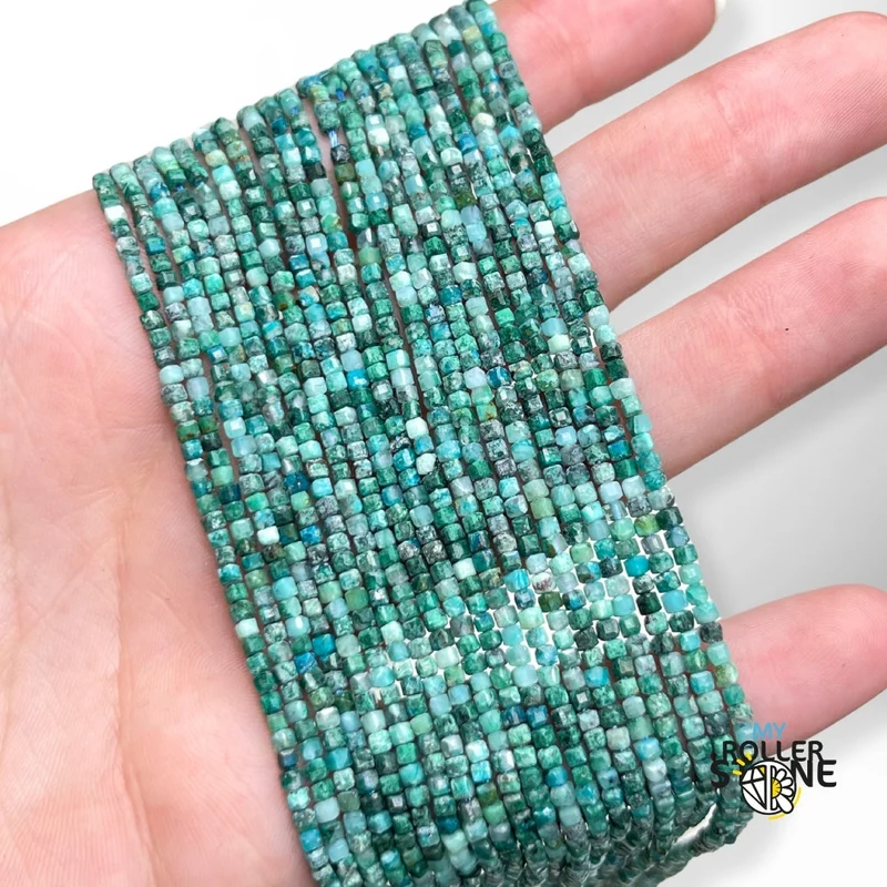 Facettierte kubische Perle Chrysokoll