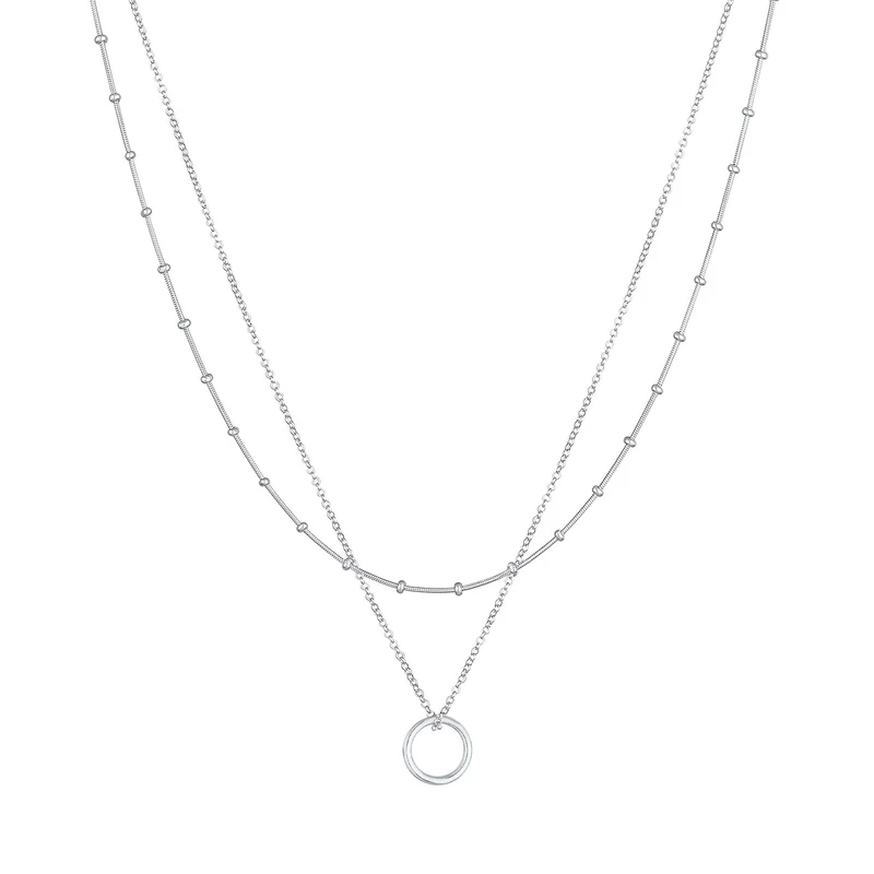 Layer-Halskette Kreis Geo