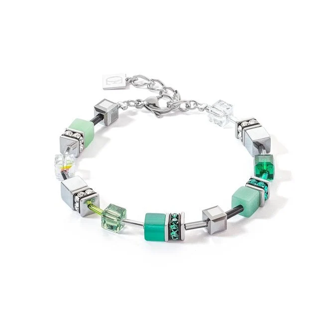 GeoCUBE Iconic Bracelet in Silver & Green