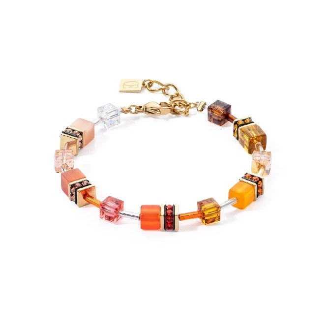 GeoCUBE Iconic Sunset Bracelet in Gold with Orange & Brown