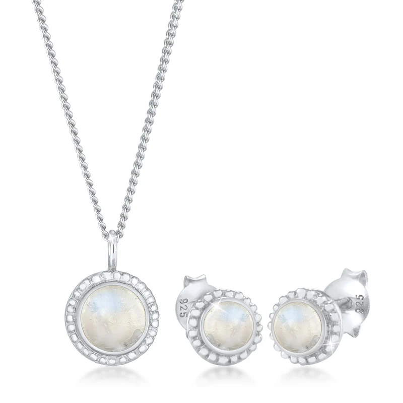 Schmuckset Boho | Mondstein (Weiß)