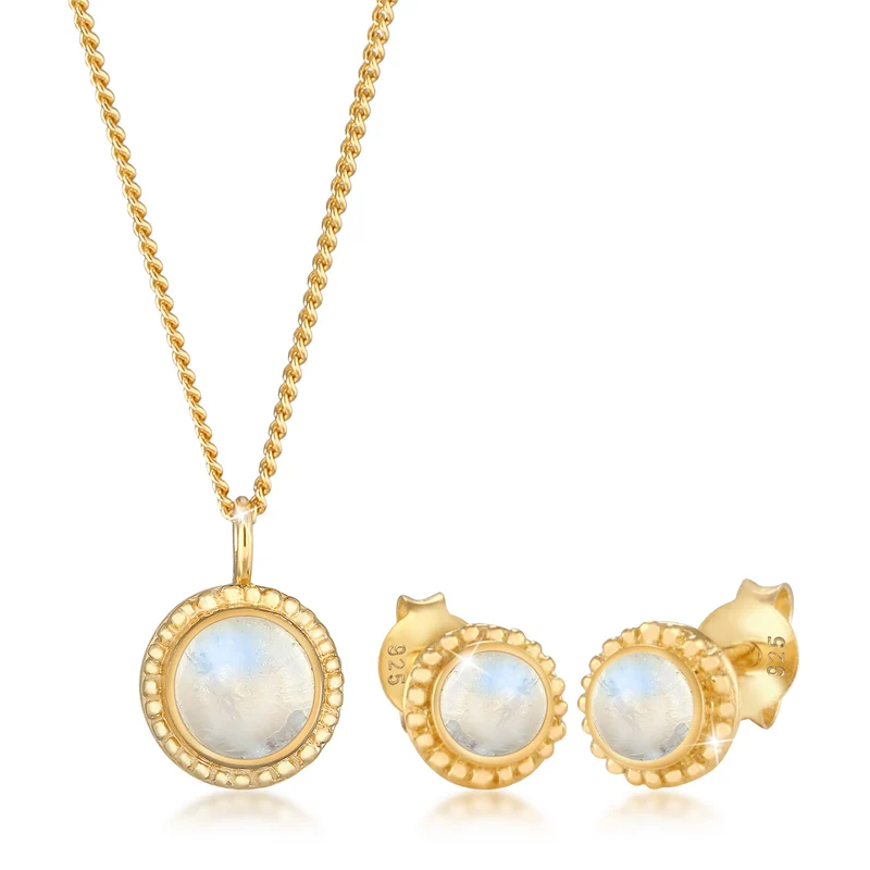 Schmuckset Boho | Mondstein (Weiß)