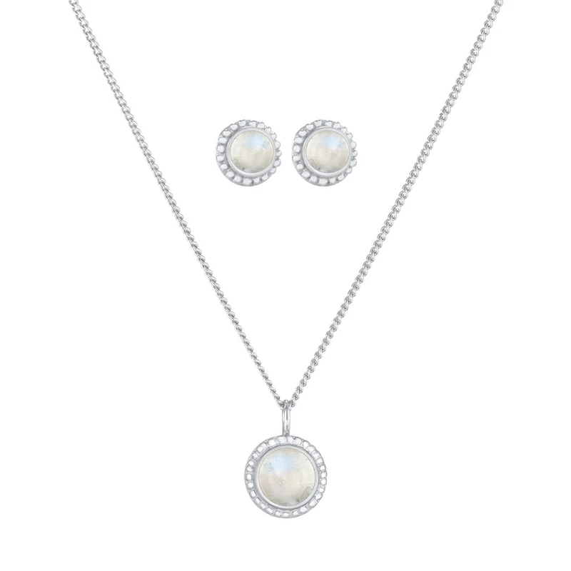 Schmuckset Boho | Mondstein (Weiß)