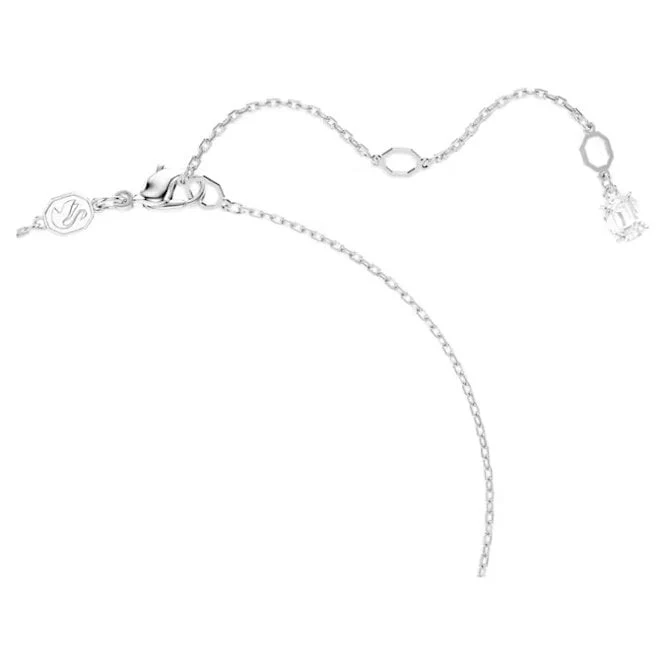 Stilla Pendant Necklace with Square-Cut White Crystal in Rhodium Silver