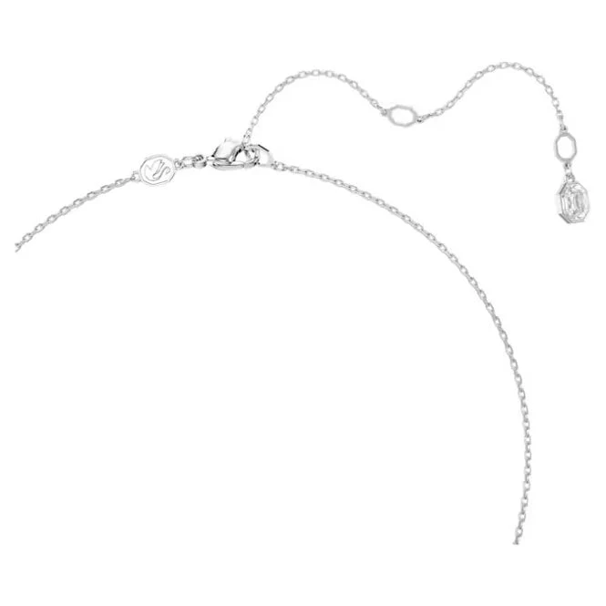 Dextera Pendant Necklace with White Crystal Pave in Rhodium Silver