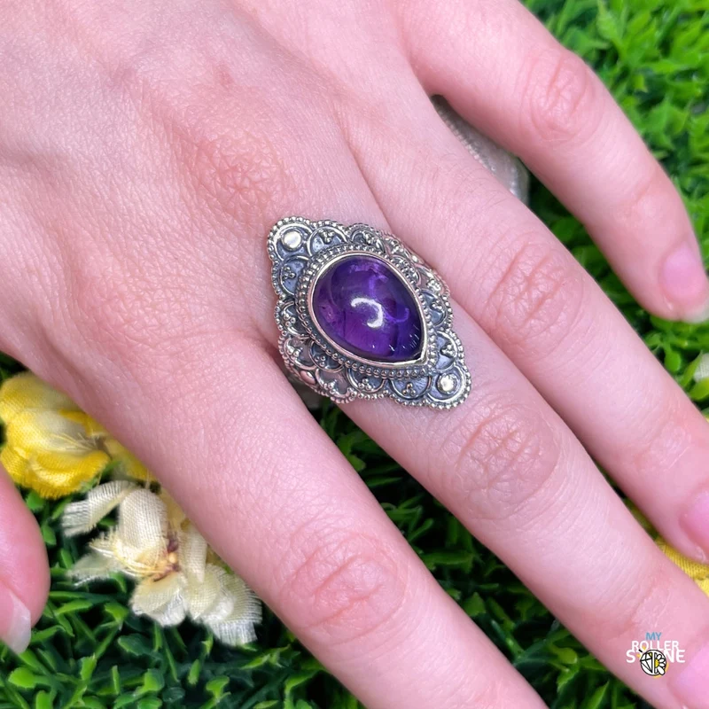 925 Silber Amethyst Ring #186