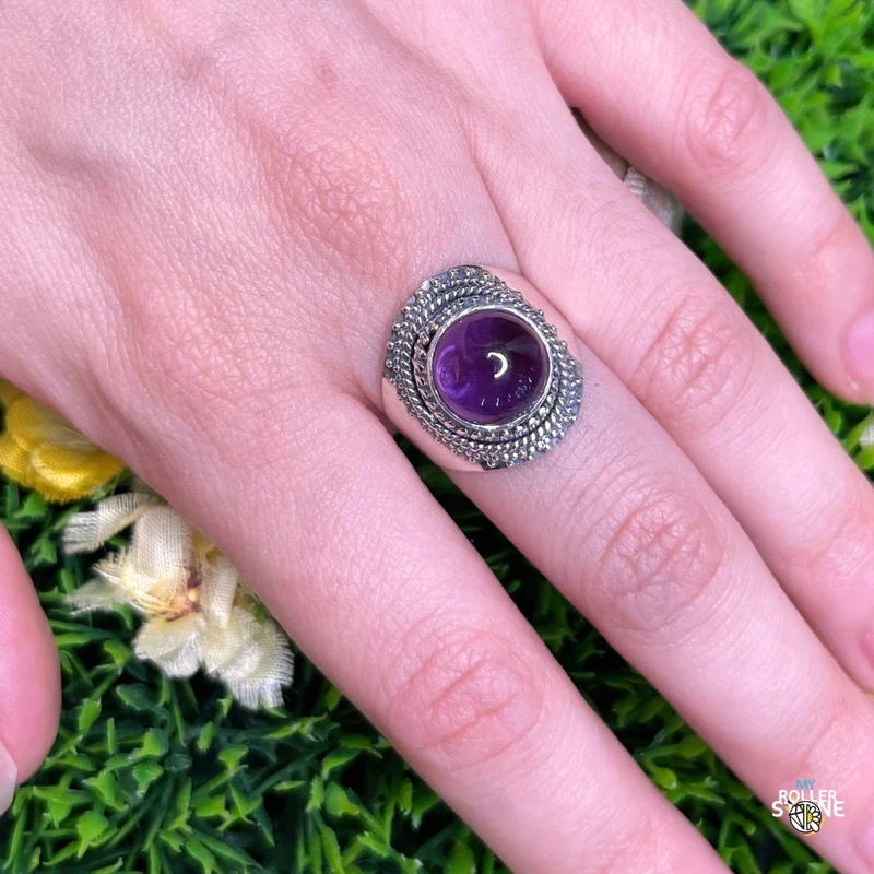 925 Silber Amethyst Ring #188
