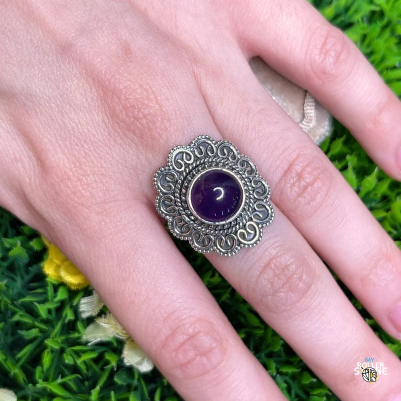 925 Silber Amethyst Ring #157