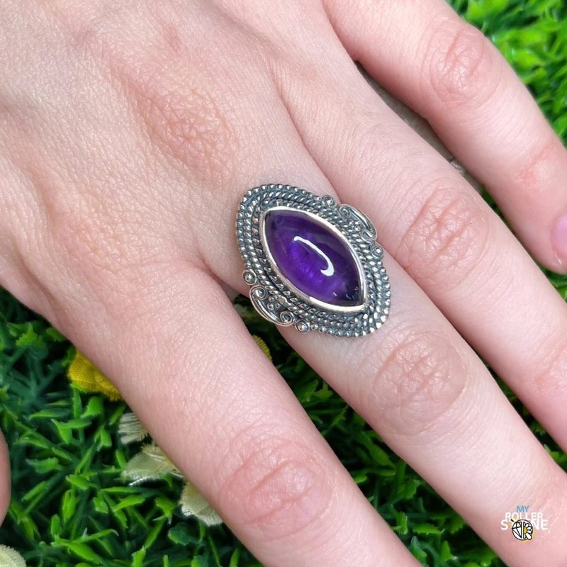 925 Silber Amethyst Ring #155