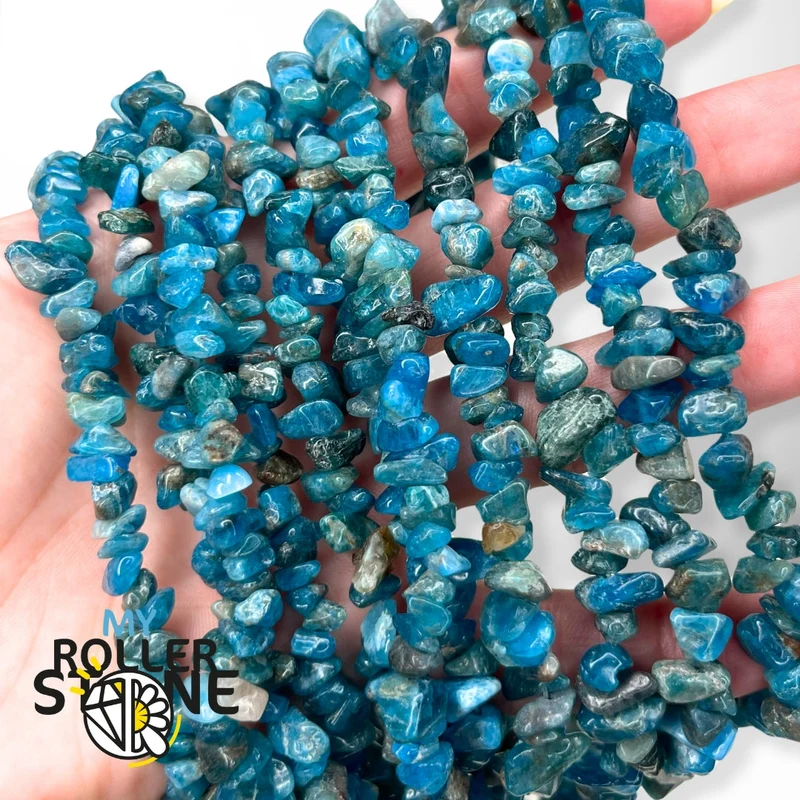 Blaue Apatit-Chips-Perle 1A 80 CM