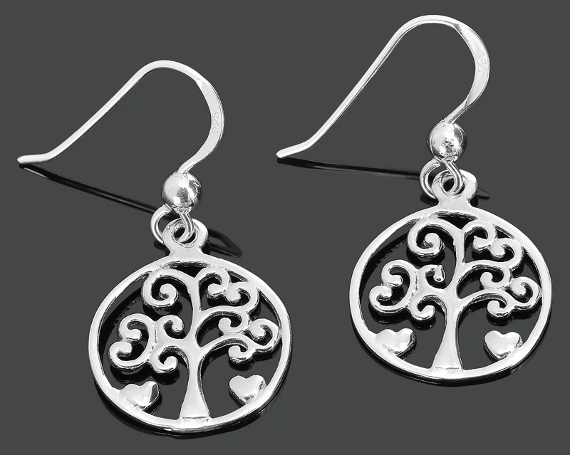OHRRINGE LEBENSBAUM, 925 SILBER SCHMUCK, OHRHÄNGER BAUM