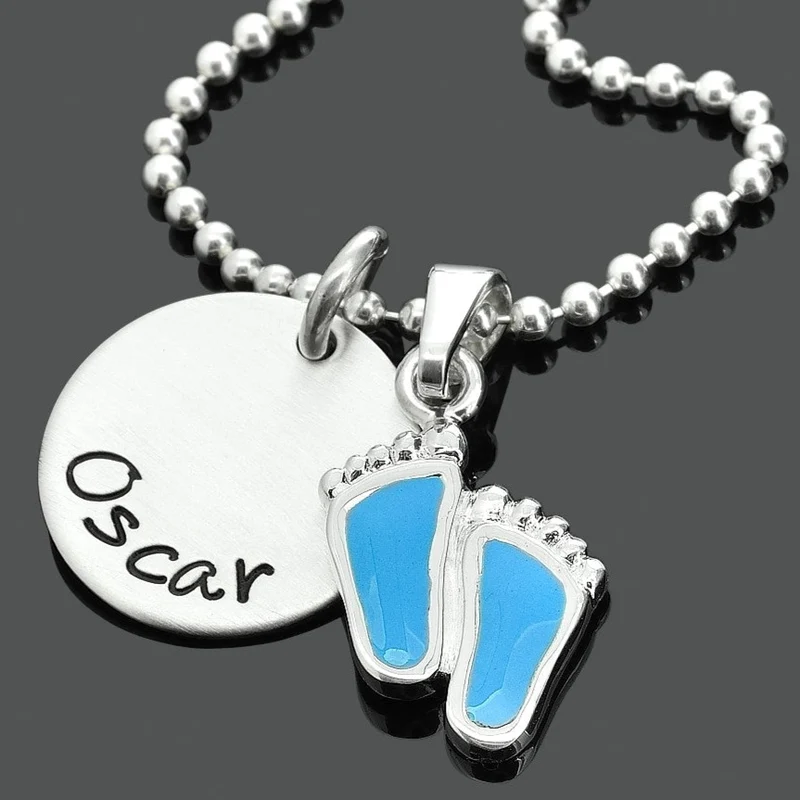 GEBURTSGESCHENK MAMA HALSKETTE GEBURT JUNGEN BABYFÜSSE SCHMUCK MUTTER