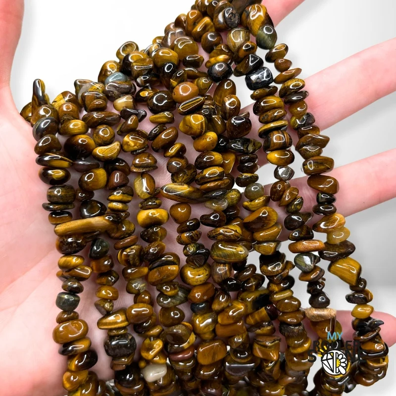 Tigerauge-Chips-Perle, 40 cm