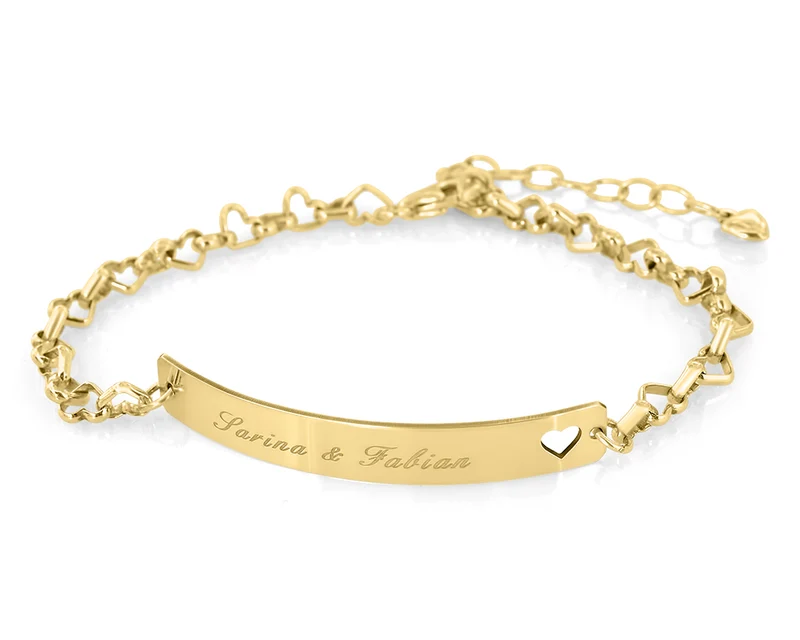 ARMBAND MIT GRAVUR ZUR HOCHZEIT ODER VERLOBUNG, DESIGNER ARMBAND GOLD