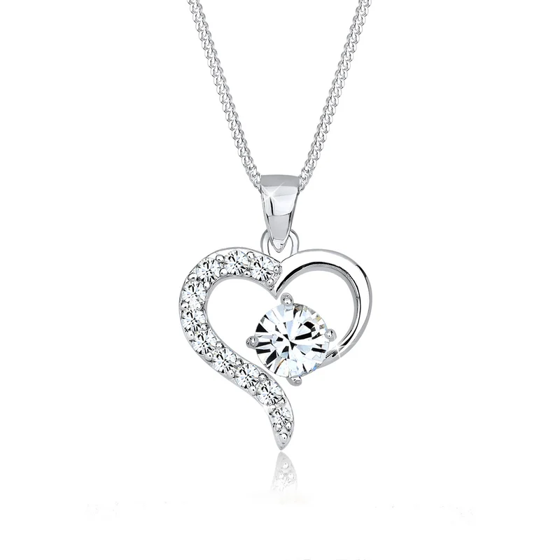 Halskette Herz Cut-Out | Mit Kristallen von Swarovski® (Weiß)