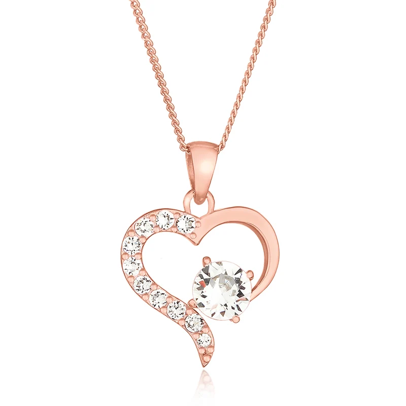 Halskette Herz Cut-Out | Mit Kristallen von Swarovski® (Weiß)