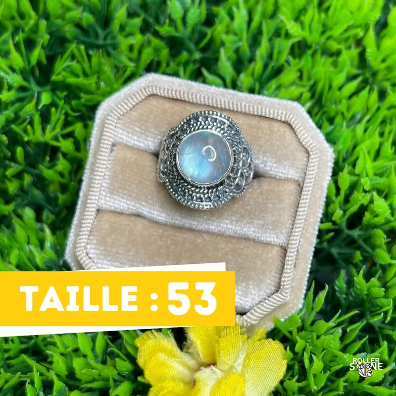 925 Silber Mondsteinring #374