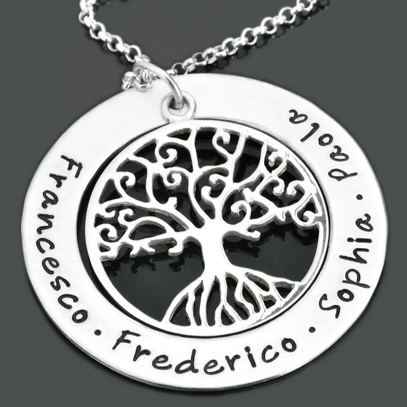SCHMUCK MIT GRAVUR, LEBENSBAUM KETTE, NAMENSKETTE SILBER, SILBERSCHMUCK