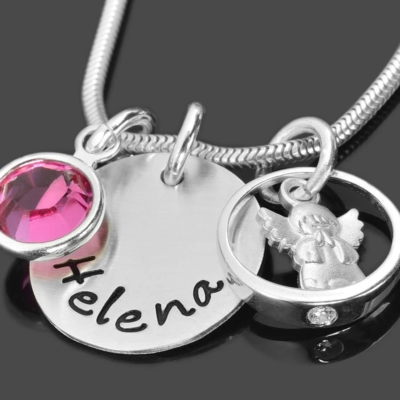 TAUFKETTE MIT GRAVUR, TAUFSCHMUCK MIT NAMEN, TAUFGESCHENK, TAUFRING MIT ENGEL,