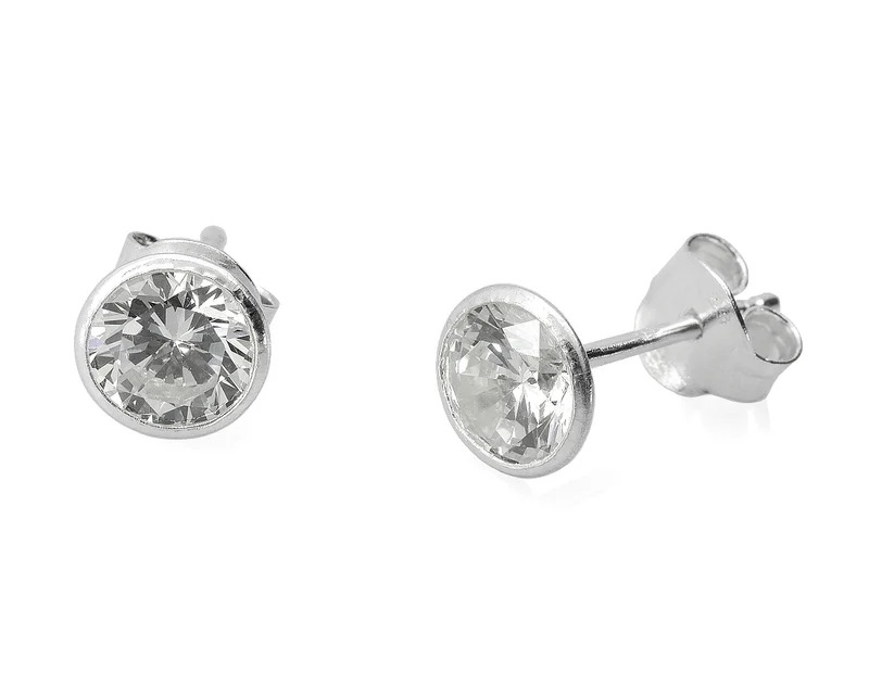 SILBER OHRRINGE MIT ZIRKONIA, OHRSTECKER STEIN, SILBERSCHMUCK GALWANI