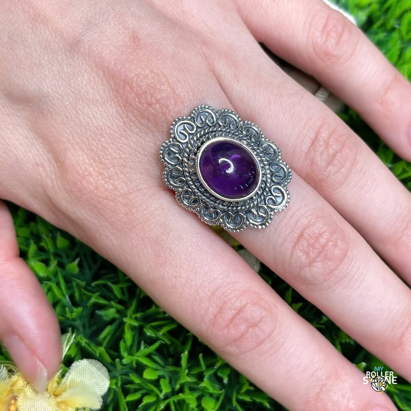 925 Silber Amethyst Ring #172