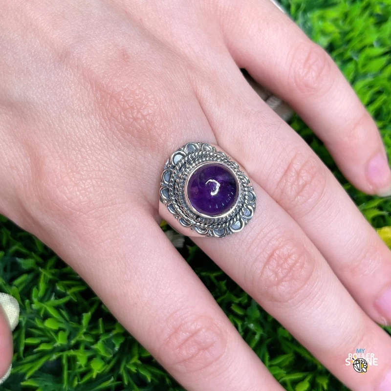 925 Silber Amethyst Ring #174