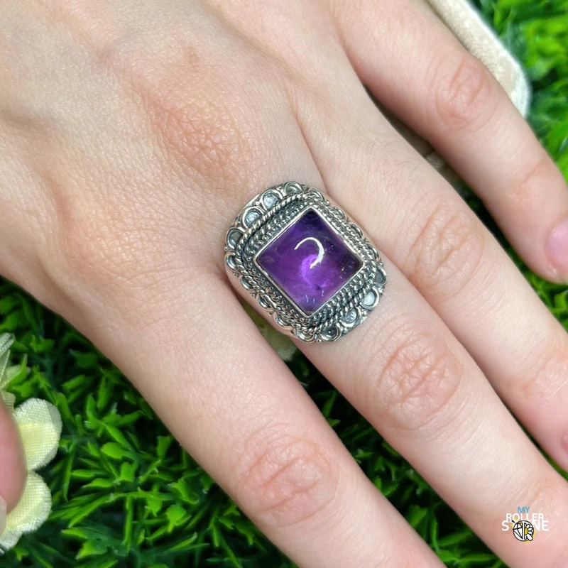 925 Silber Amethyst Ring #175