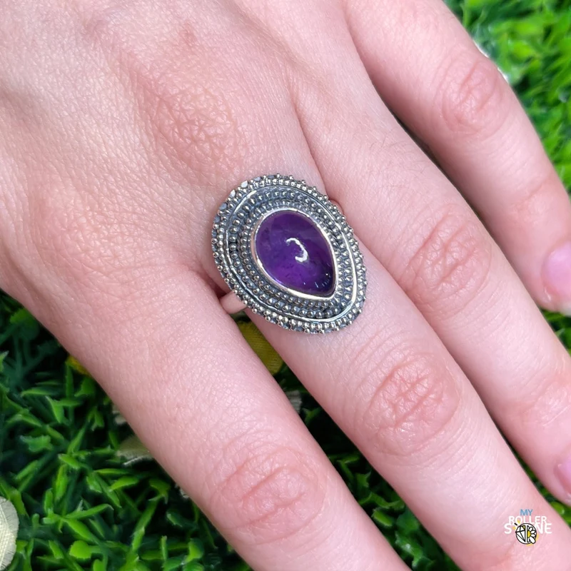 925 Silber Amethyst Ring #173