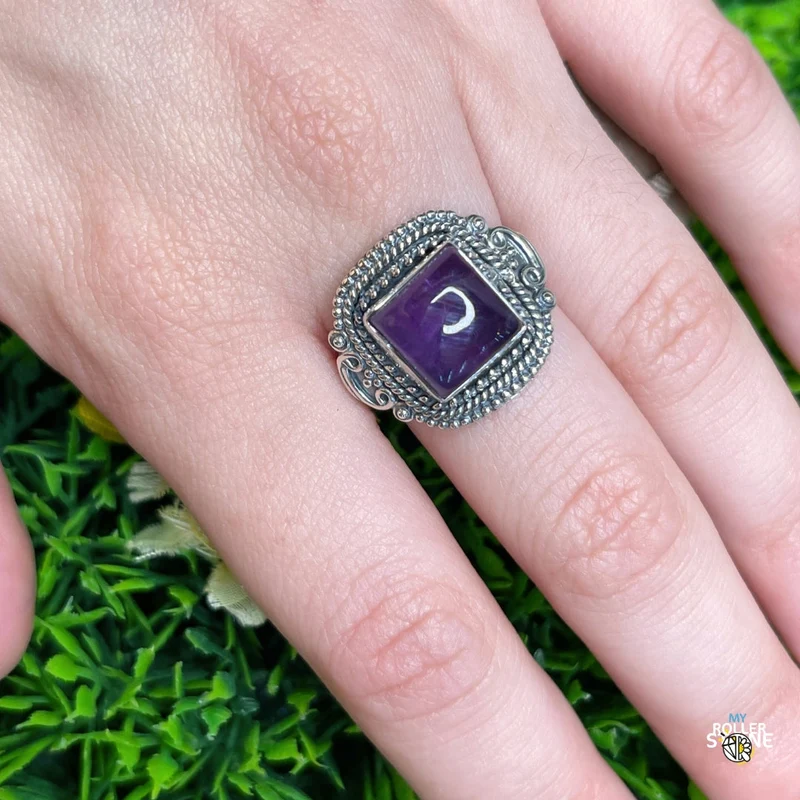 925 Silber Amethyst Ring #176