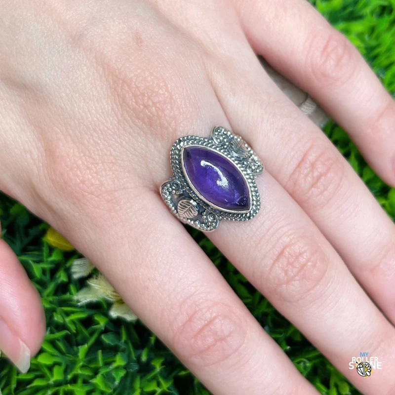 925 Silber Amethyst Ring #178