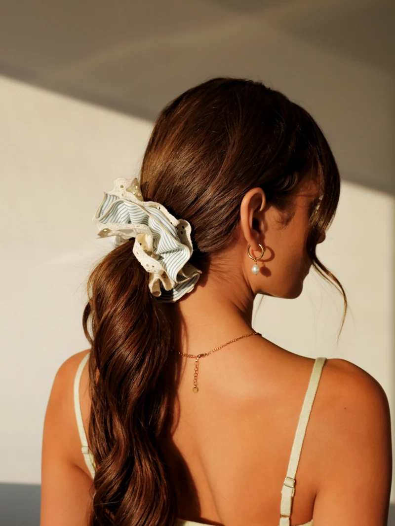 Floral Blue Scrunchie