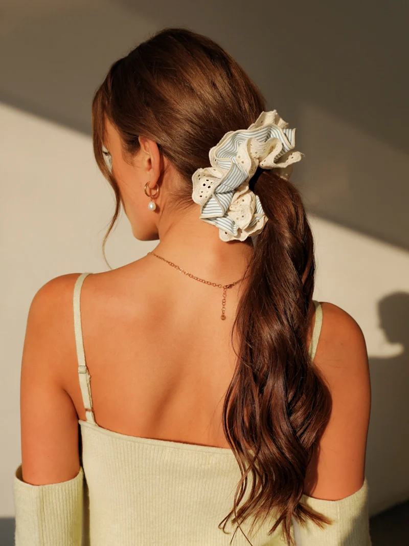 Floral Blue Scrunchie