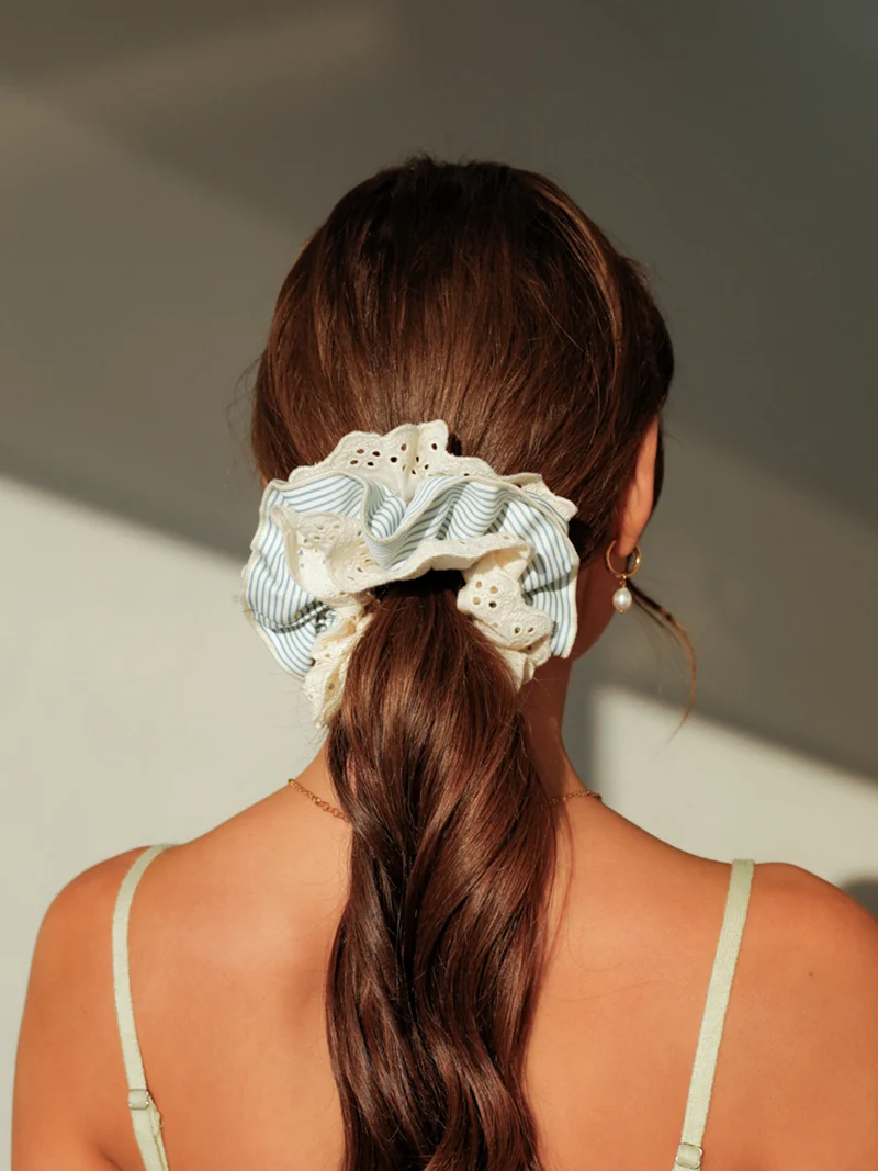 Floral Blue Scrunchie