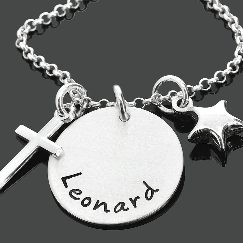TAUFSCHMUCK MIT KREUZ UND GRAVUR, 925 SILBER TAUFKETTE, NAMENSSCHMUCK