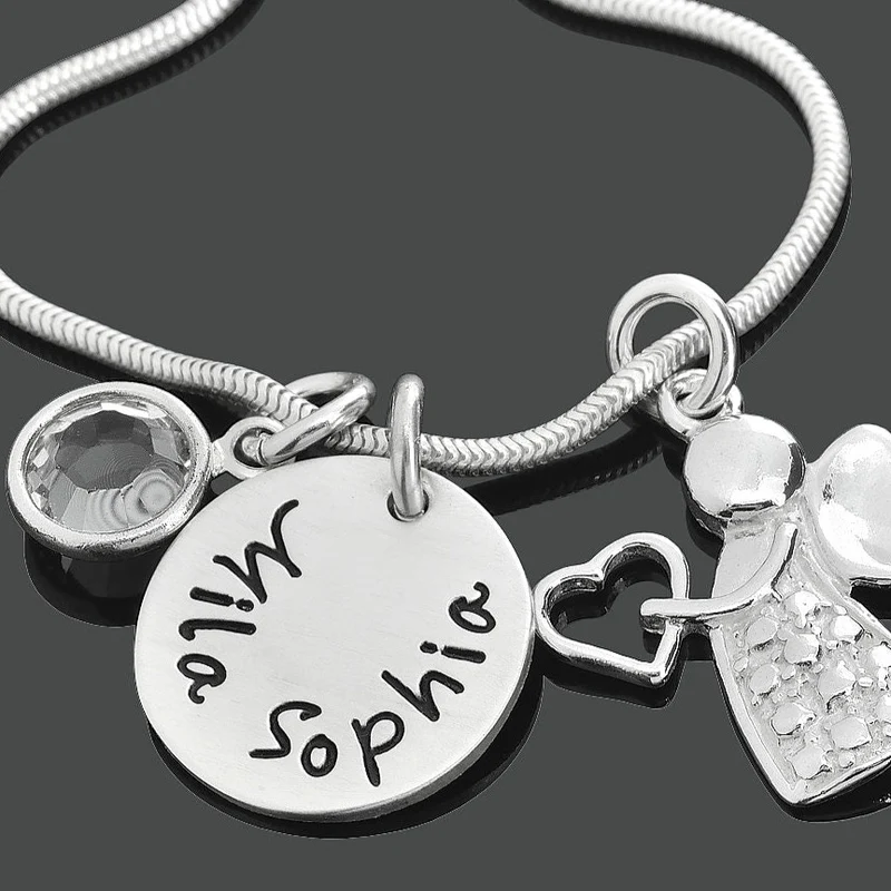 KINDERKETTE MIT GRAVUR, ENGELKETTE SILBER, KINDERSCHMUCK, KETTE MIT ENGEL