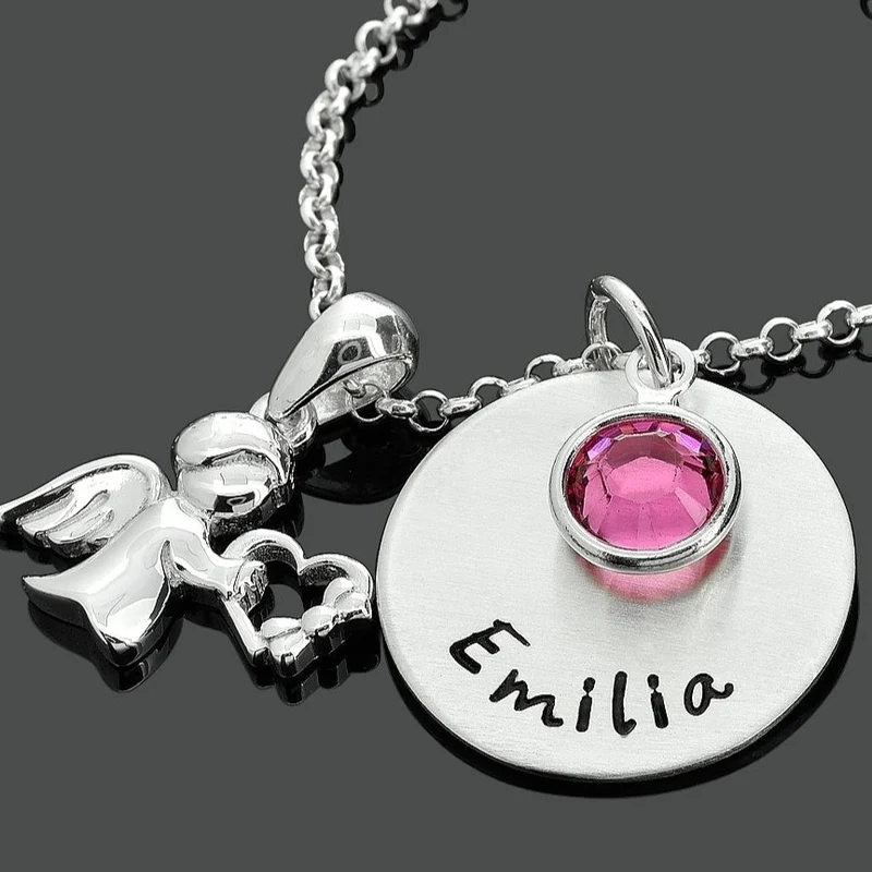 ENGELKETTE MIT NAMEN, TAUFKETTE MIT GRAVUR, SILBERSCHMUCK KINDER
