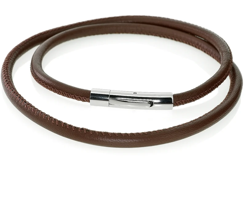 LEDERBAND FÜR HERREN, LEDERKETTE BRAUN 4 MM, HERRENKETTE