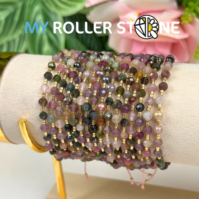 Verstellbares Turmalin-Armband und Miyuki-Perlen