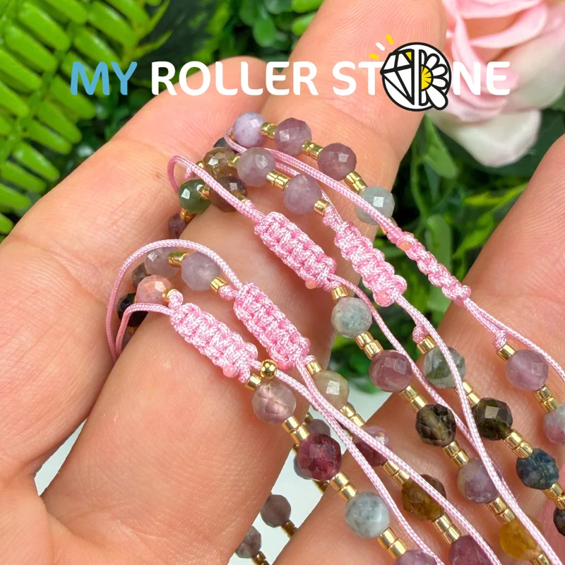 Verstellbares Turmalin-Armband und Miyuki-Perlen