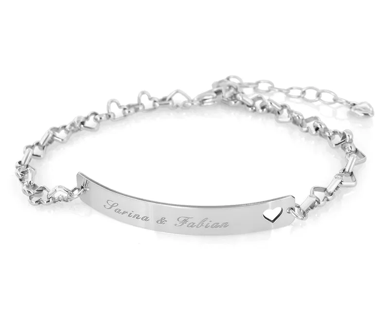 ID ARMBAND MIT GRAVUR, SILBERSCHMUCK MIT NAMEN, DAMENARMBAND PERSONALISIERT