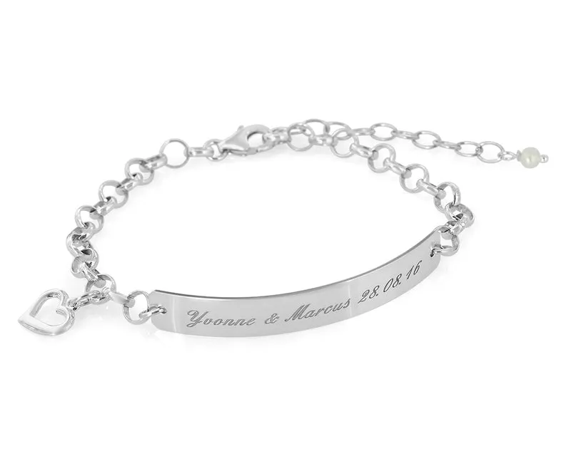 ID ARMBAND DAMEN GRAVUR, VERLOBUNG GESCHENK 925 SILBERARMBAND NAMEN